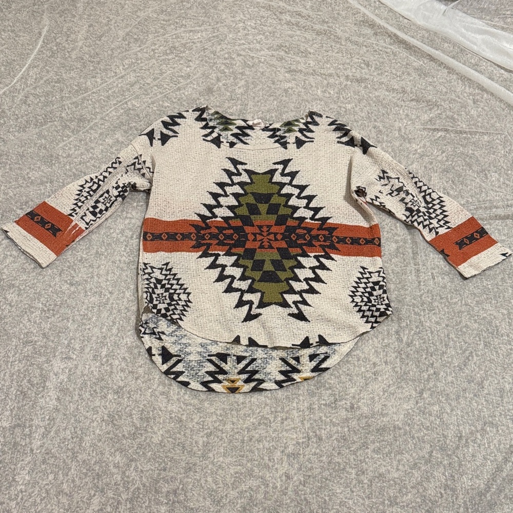 A'gaci Multicolor Geometric 3/4 Sleeve Top